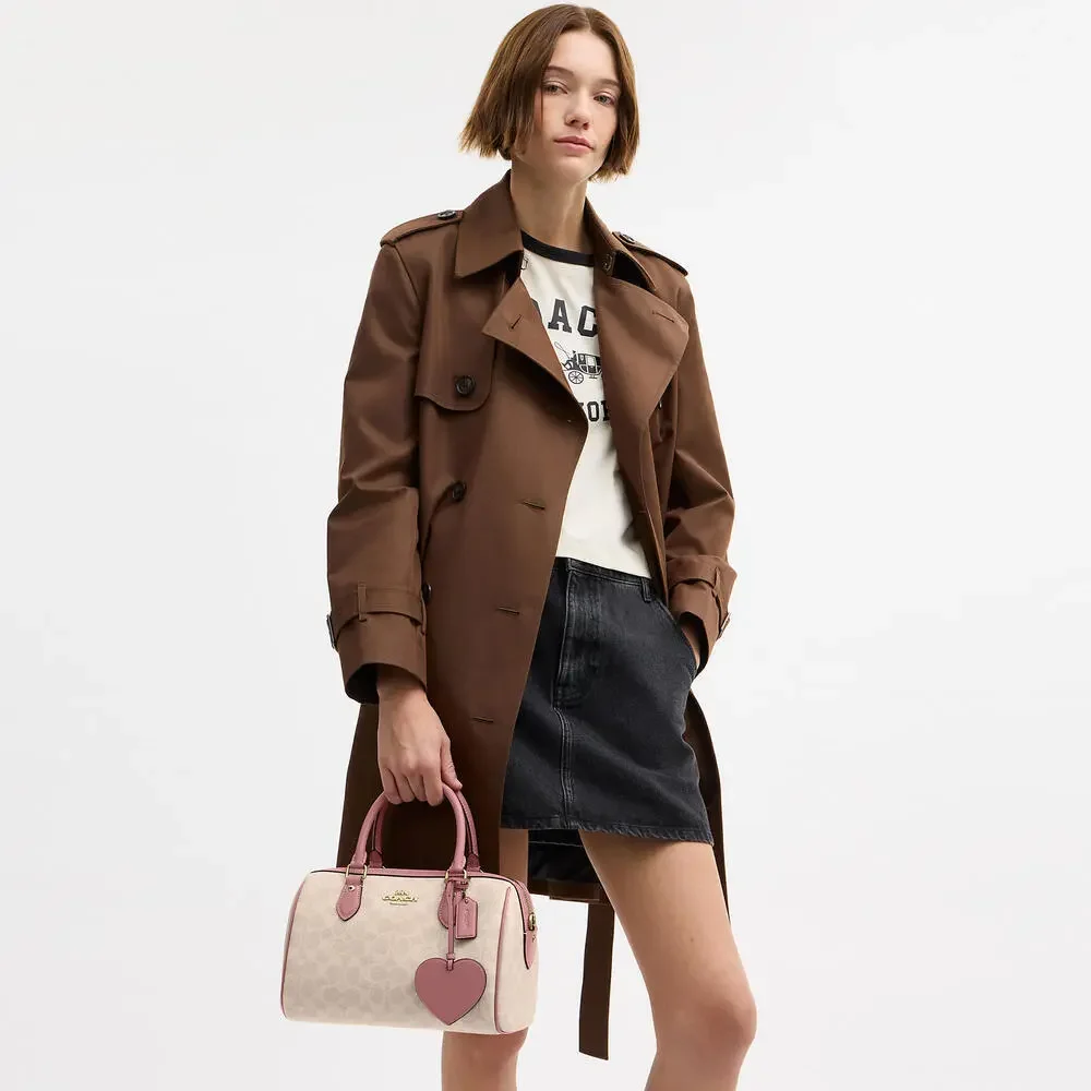 Coach Outlet Rowan Satchel Bag In Signature Canvas With Heart Charm - Picture 2 of 3